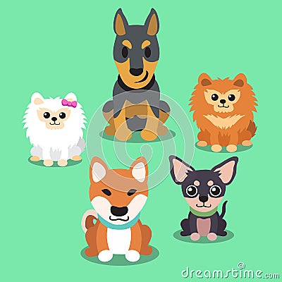 Cartoon dogs standing collection Vector Illustration