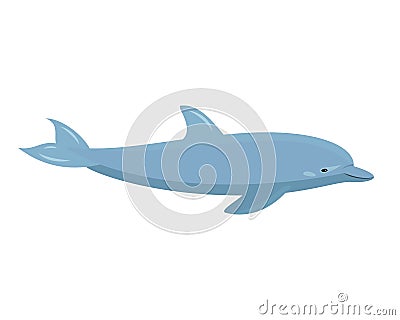 Cartoon dolphin on white background. Vector Illustration