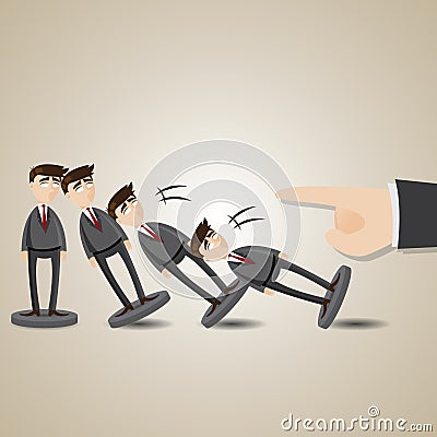 Cartoon domino businessman figure fall down Vector Illustration