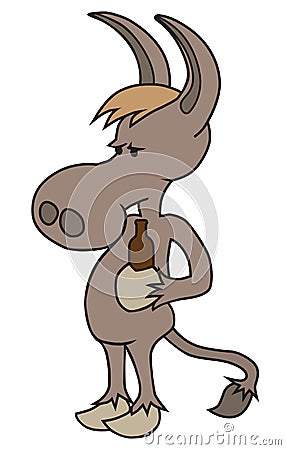 Cartoon Donkey With Beer Vector Illustration
