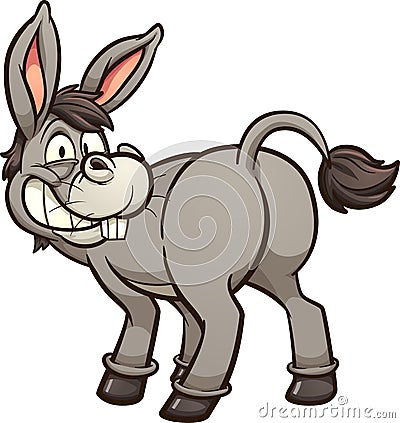 Cartoon donkey looking back and smiling Vector Illustration