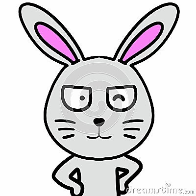 cartoon doodle rabbit head on white background Stock Photo