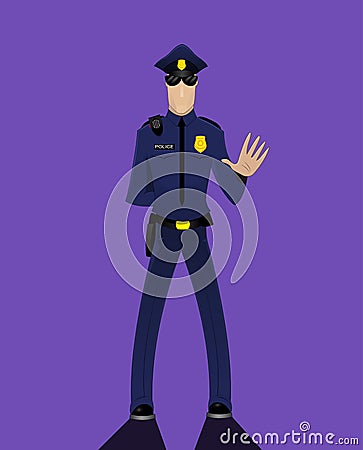 Cartoon doodle security policeman Vector Illustration