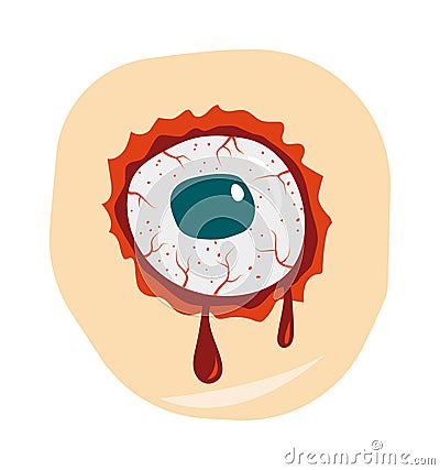 Cartoon doodle zombie eyes demon blood vector illustration. Vector Illustration