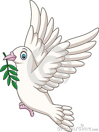 Cartoon Dove birds logo for peace concept and wedding design Vector Illustration