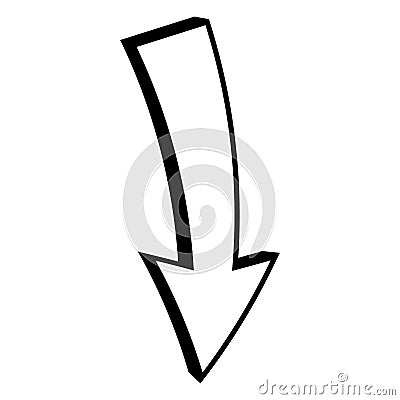 Cartoon down arrow indicates direction, 3d down arrow Vector Illustration