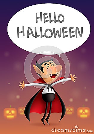 Cartoon dracula says hello halloween, vector Vector Illustration