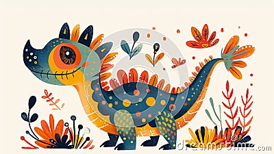 Cartoon Dragon Character for Children's Illustration Stock Photo