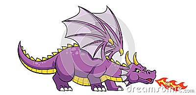 Cartoon dragon fire breathing Vector Illustration