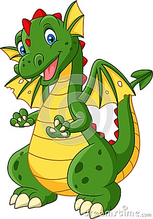Cartoon dragon posing isolated on white background Vector Illustration