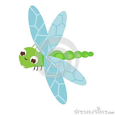 Cartoon dragonfly. Cute insect character. Vector illustration Vector Illustration