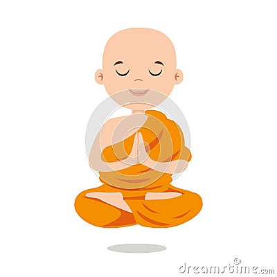 Cartoon Drawing Of Buddhist Monk Vector Illustration