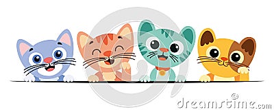 Cartoon Drawing Of Cats Posing Stock Photo