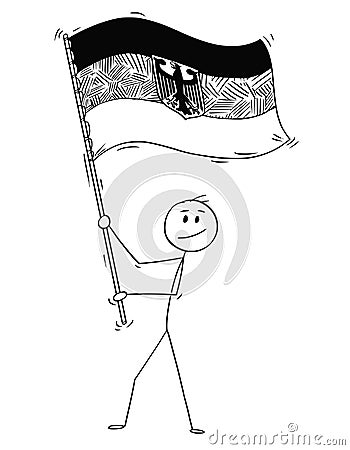 Cartoon of Man Waving the Flag of Federal Republic of Germany Vector Illustration