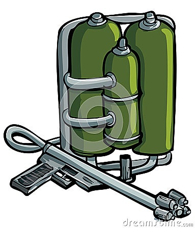 Cartoon drawing of flame thrower Stock Photo