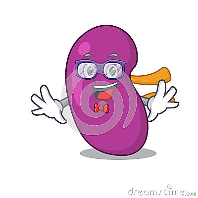 A cartoon drawing of geek kidney wearing weird glasses Vector Illustration