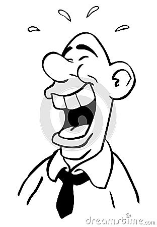 Cartoon drawing laughing man Vector Illustration