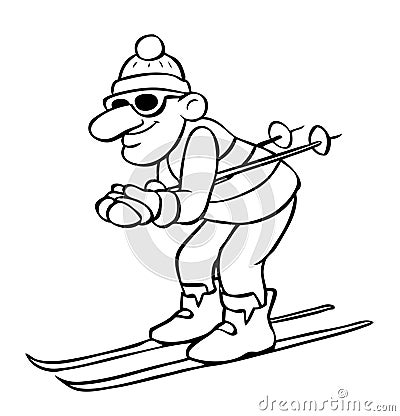 Cartoon drawing of a skier Vector Illustration