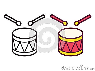 Cartoon drum icon Vector Illustration