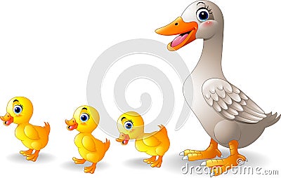 Cartoon duck family cartoon Vector Illustration