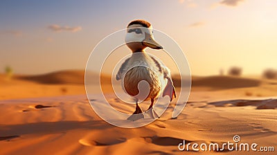 Dreamy Duck: An Animated Daz3d Creation In The Desert Stock Photo
