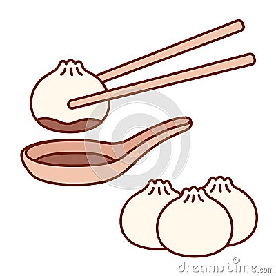 Cartoon dumplings drawing Vector Illustration