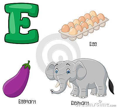 Cartoon E alphabet Vector Illustration