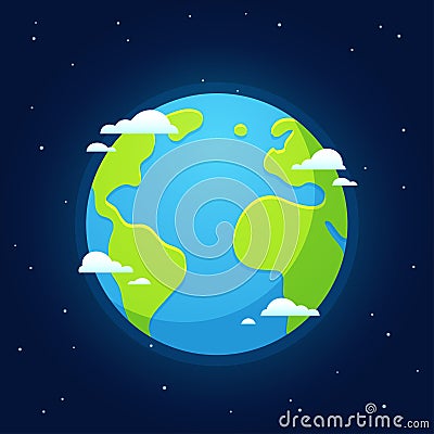 Cartoon Earth from space Vector Illustration