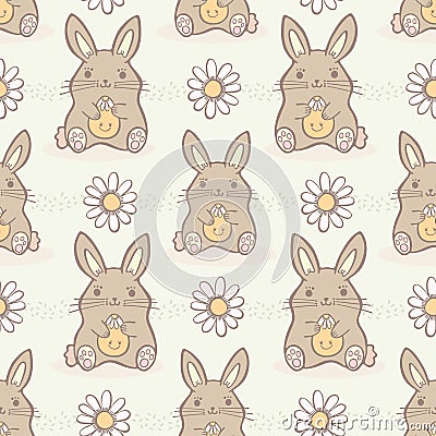 Cartoon Easter bunnies. Seamless repeat pattern Stock Photo