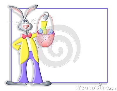 Cartoon Easter Bunny Rabbit Border Cartoon Illustration