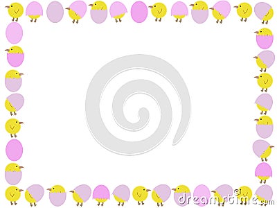 Cartoon easter chicks and eggs Vector Illustration