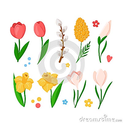 Cartoon easter day set Vector Illustration