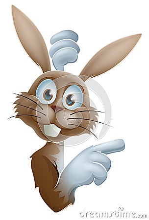 Cartoon Easter rabbit pointing Vector Illustration