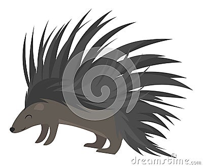 Cartoon echidna. Vector illustration of echidna. Drawing animal for children. Zoo for kids. Vector Illustration