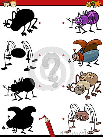 Cartoon educational shadows task Vector Illustration