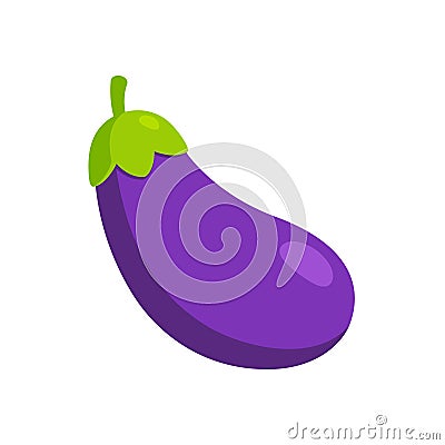 Cartoon eggplant emoji icon Vector Illustration