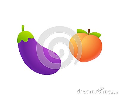 Eggplant and peach emoji Vector Illustration