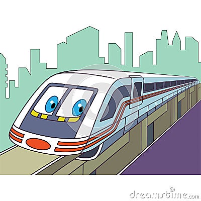 Cartoon electric train Vector Illustration