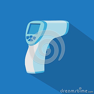 Cartoon electronic thermometer, Non-contact digital body infrared thermometer isolated on blue background. Vector Illustration