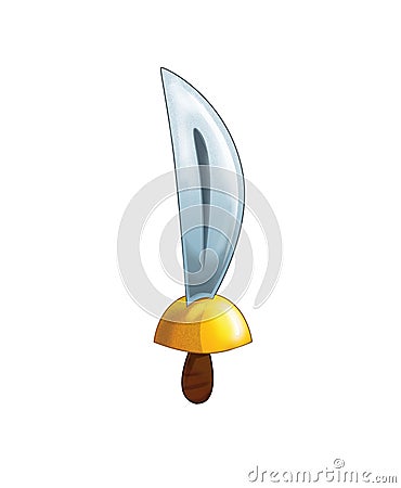 Cartoon element sabre sword with skull symbol on white background Cartoon Illustration