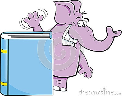 Cartoon elephant with a book Vector Illustration