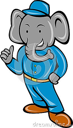 Cartoon elephant busboy bellboy Stock Photo