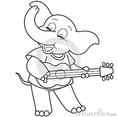 Cartoon elephant playing a guitar Vector Illustration