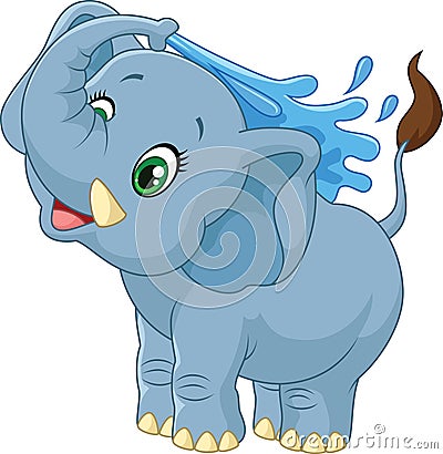 Cartoon elephant spraying water Vector Illustration