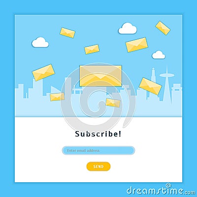 Cartoon Email Subscribe Card Background Ad. Vector Vector Illustration