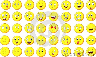 Cartoon emoticon set Vector Illustration