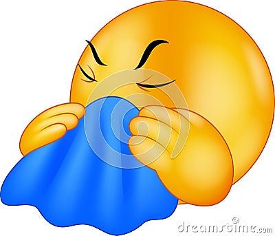 Cartoon Emoticon smiley coughing Vector Illustration