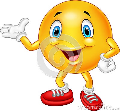 Cartoon emoticon waving hand Vector Illustration