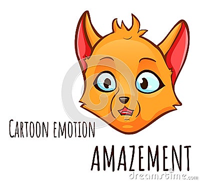 Cartoon emotion of fox - amazement Vector Illustration