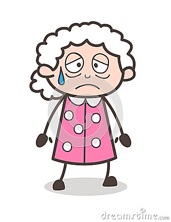 Cartoon Emotional Old Lady Face Expression Vector Illustration Stock Photo